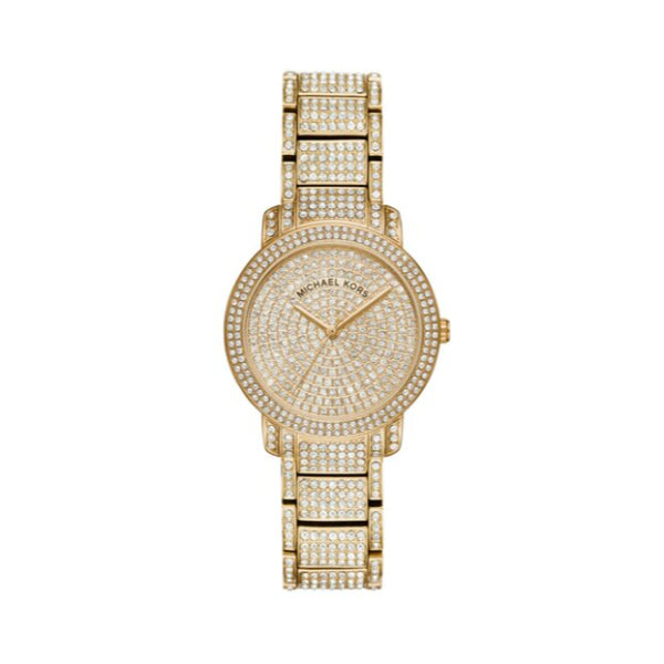 Michael Kors Glitz Gold Stainless Steel Gold Dial Quartz Watch for Ladies - MK6547