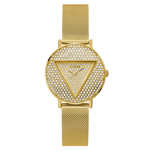 Guess Iconic Gold Mesh Bracelet Gold Dial Quartz Watch for Ladies - GW0477L2