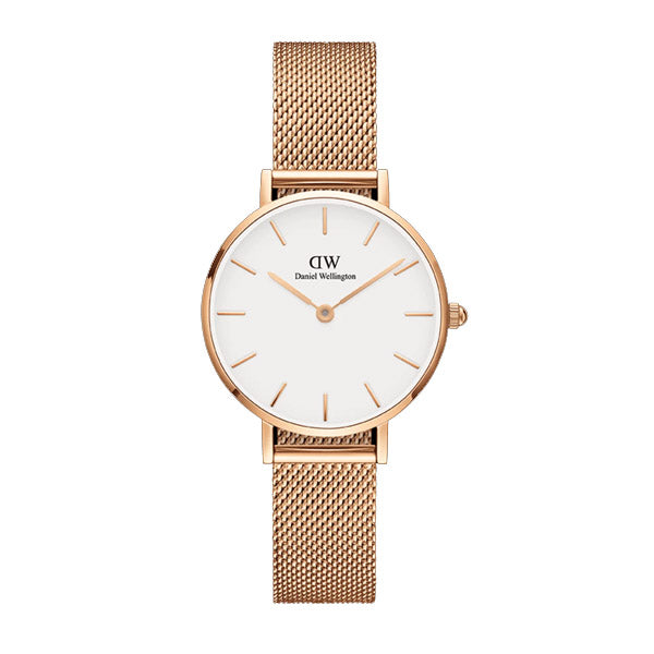 Daniel Wellington Petite Melrose Rose Gold Mesh Bracelet White Dial Quartz Watch for Ladies - DW00100218 B28S1